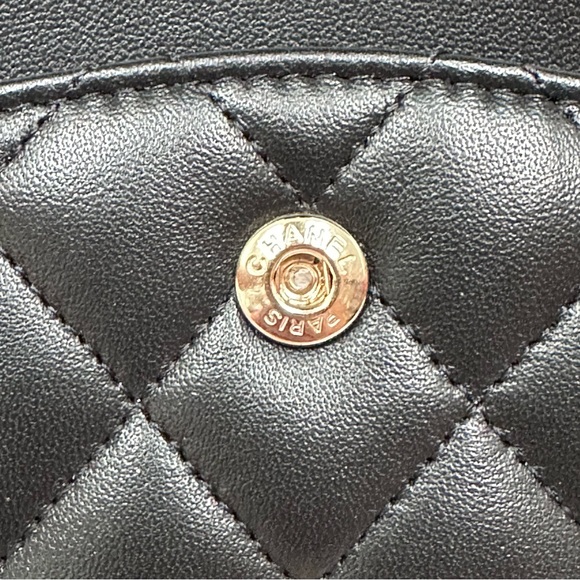 21B Chanel Medium Black Lambskin Classic Flap with Rose Gold Hardware - Picture 12 of 16